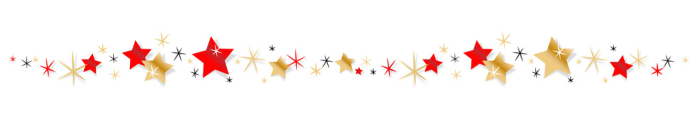 Naklejka premium Frise étoiles rouges et or / Fond transparent