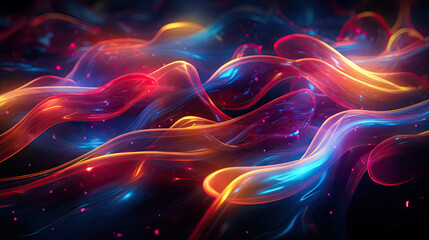  a colorful abstract background with wavy lines and dots of light.  generative ai