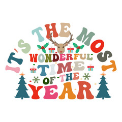 Deer hunting merry christmas 2024 Svg Groovy Wavy Retro Sublimation T-shirt Design