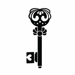 Door key silhouette black retro, protection, vector illustration eps10