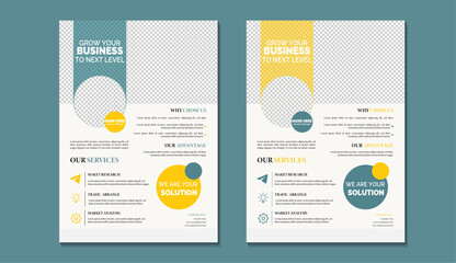 Vector creative business flyer template with triangles, squares, round, waves for business, technology. modern template and modern design, perfect for creative professional business.