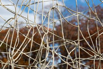 tangled net on the soccer pitch