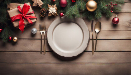 Festive Christmas Table with Space for Product or Text Advertising