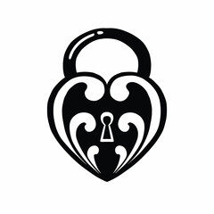 Door lock silhouette black, protection, vector illustration eps10