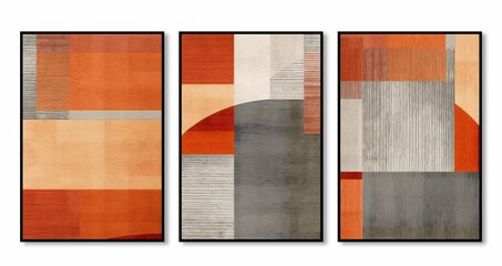 Fototapeta premium AI generated illustration of a variety of three abstract vibrant painting designs