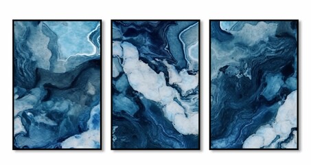 AI generated illustration of a variety of three abstract vibrant painting designs