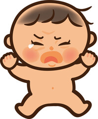 号泣する生まれたての赤ちゃんのイラスト