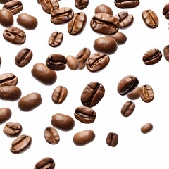 AI generated illustration of A pile of coffee beans  on a white surface