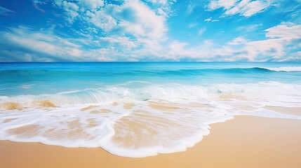 Fototapeta na wymiar Summer seascape beautiful waves blue sea water in sun 