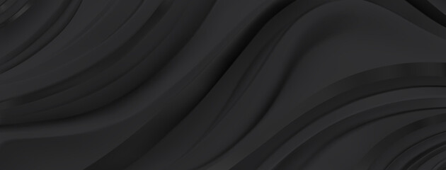 Abstract background with wavy surface in black colors