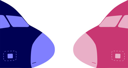 Blue and pink planes facing each other