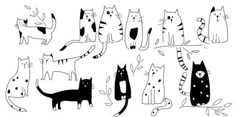 Cute cats created in colorful illustrations. © Tongumin