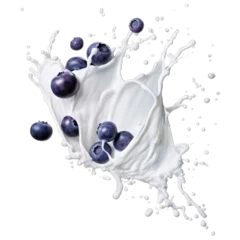 Foto op Canvas Fruit splash isolated on transparent background. Splash of blueberry milk © Tombomumet Studio