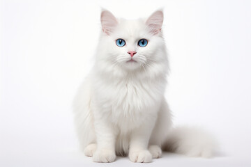 White Cat, White Cat Isolated In White, White Cat In White Background, Cat