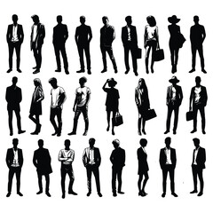 Silhouette set of adult people