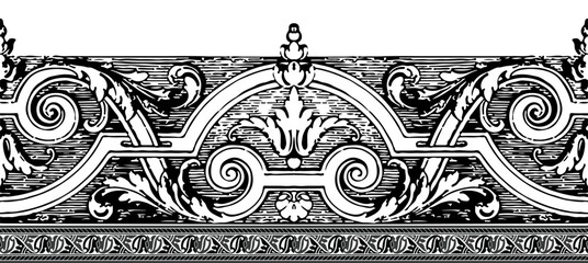 Baroque architectural, Vintage engraving of a Classical style design element title header