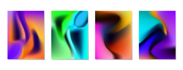 SET SOFT PASTEL GRADIENT MESH FLUID BLURRED LIQUID COLOR . POSTER BACKGORUND DESIGN WITH COPY SPACE AREA VECTOR TEMPLATE GOOD FOR POSTER, WALLPAPER, COVER, FRAME, FLYER, SOCIAL MEDIA 