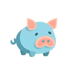Flat minimal design clipart of Piggy Bank