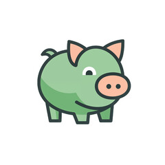 Flat minimal design clipart of Pig