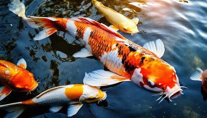 Vibrant Koi Fish in a Pond
