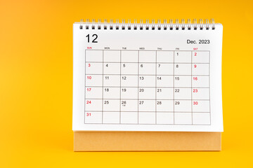 December 2023, Monthly desk calendar for 2023 year.