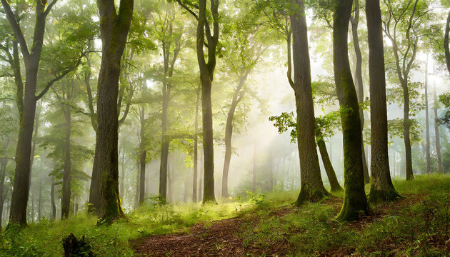 Misty Forest with Ancient Trees © richard