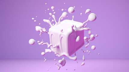  a milk carton with milk splashing out of it.  generative ai