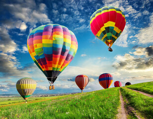 Obraz premium Colorful Hot Air Balloons in Flight