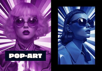 Pop Art Halftone Poster Photo Effect Mockup With Generative AI Preview