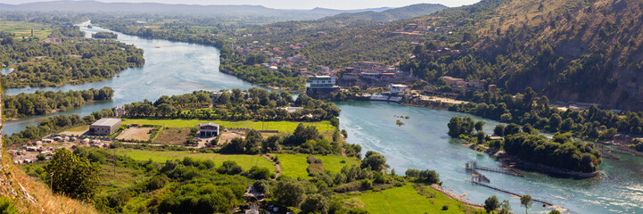 Panoramic view of the River Buna, Shkodra, Albania