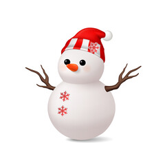 Snowman isolated on white background	
