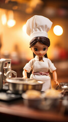 A Focused Chef Doll In The Midst Of Cooking  , Background Image, Best Phone Wallpapers