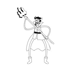 Devil Character of Hallowen Isolated Retro Cartoon Vector