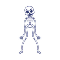 Skeleton Character of Hallowen Isolated Retro Cartoon Vector