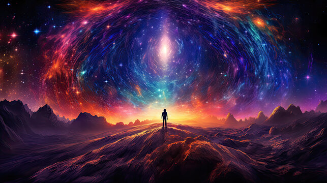 Fototapeta cosmic view spiritual night new age cosmos  galaxy - by generative ai
