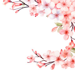 Fototapeta na wymiar sakura flower watercolor, watercolor pink flowers on white background.