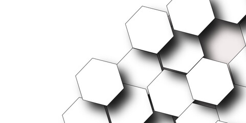 Abstract white background with hexagon and hexagonal background. geometric mesh cell texture. Luxury white pattern with hexagons. Vector illustration.3D futuristic abstract honeycomb mosaic background