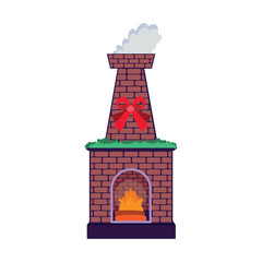 Chimney Character for Merry Christmas, Isolated in Retro Cartoon Style