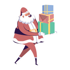 Santa Claus Character for Merry Christmas Isolated Retro Cartoon Vector
