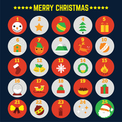 christmas and new year icons set vector illustration