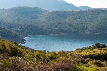 Fototapeta premium Landscape with Capo Rosso, Corsica island, France