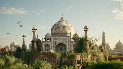 Fototapeta na wymiar AI generated illustration of a scenic view of the iconic Taj Mahal, located in India