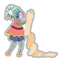 Elf Character for Merry Christmas, Isolated in Retro Cartoon Style