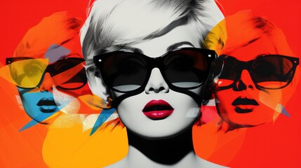 Modern pop art design picture of woman, contemporary collage image to print for decoration