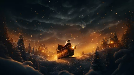 Rolgordijnen Christmas Santa Claus Gift Winter Snow © Kiom
