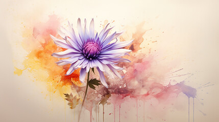  a painting of a purple flower with watercolors on it.  generative ai