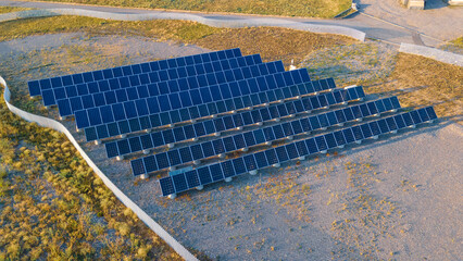 Rows of solar panels on the territory of the station
