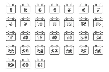 Calendar icon vector illustration. Date day on isolated background. Set of dates sign concept.
