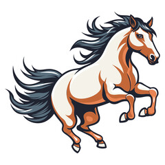 Running horse mascot logo, vector illustration, Generative Ai.