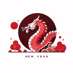 辰年のシンプルな年賀状イラスト